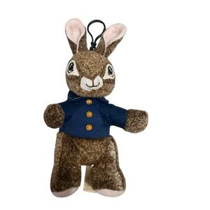 Peter Rabbit Brown Plush Keychain with Blue Jacket
